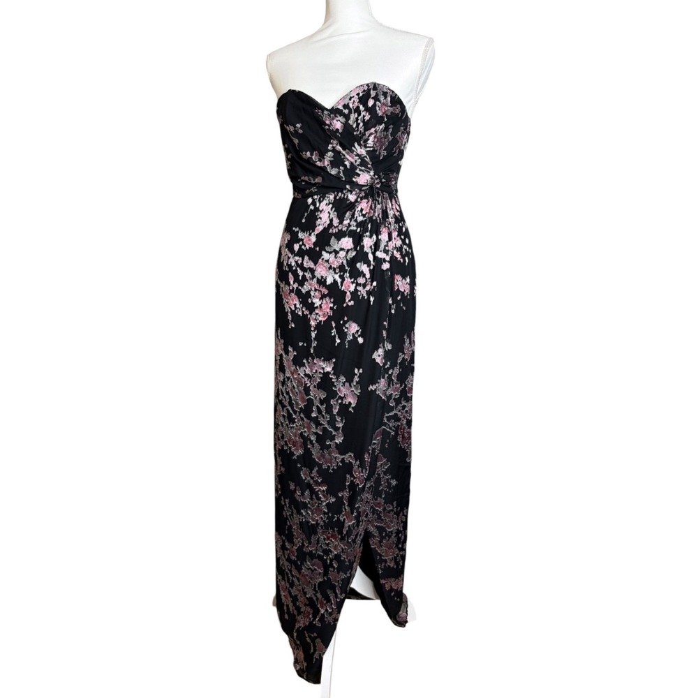 Chrissy Teigen x Revolve Evening Dress XS Black Floral Strapless Shirt Homecomin - Picture 4 of 11